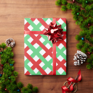 red, green and white checkereed pattern wrapping paper