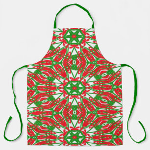 Red, Green and White Kaleidoscope Apron