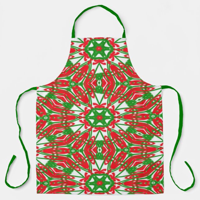 Red, Green and White Kaleidoscope Apron (Front)