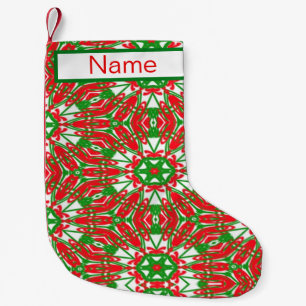 Red, Green and White Kaleidoscope Small Christmas Stocking