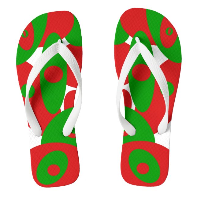 Red, Green and White Orbs   Flip Flops (Footbed)