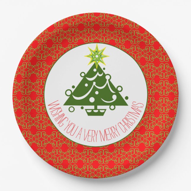 Red Green And White Paper Plate (Front)
