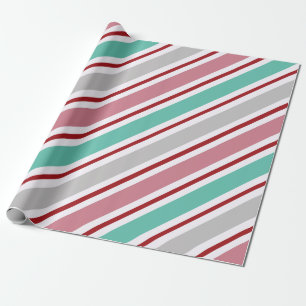Red, Green, and White Snowflake Lane Christmas Wra Wrapping Paper