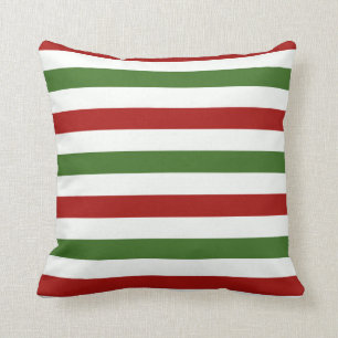 Red, green and White Stripe Christmas Pillow