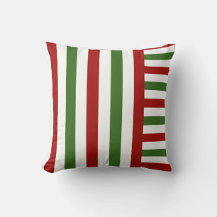 Red, green and White Stripe Christmas Pillow