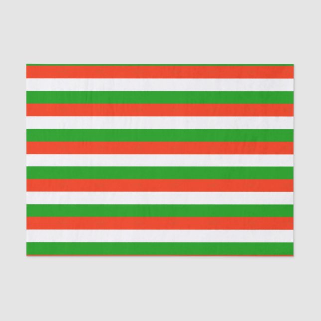 Red, Green and White Stripes Tissue Paper (Front)
