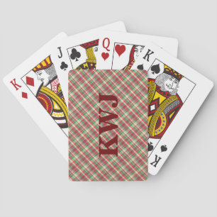 Red Green and White Tartan Plaid Pattern Playing Cards