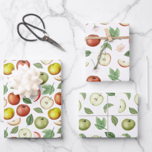 Red Green and Yellow Apples Wrapping Paper Sheet