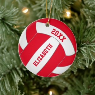 red green ANY colour personalised girl's volleybal Ceramic Tree Decoration