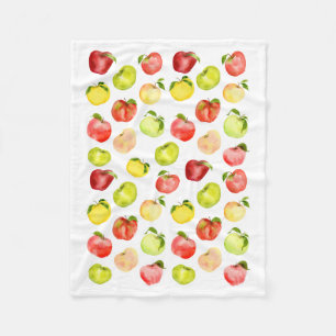 Red green apple illustration watercolor autumn fleece blanket