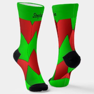 Red Green Art Deco Design Socks