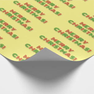 Red & Green Art Deco Style "MERRY CHRISTMAS!" Wrapping Paper
