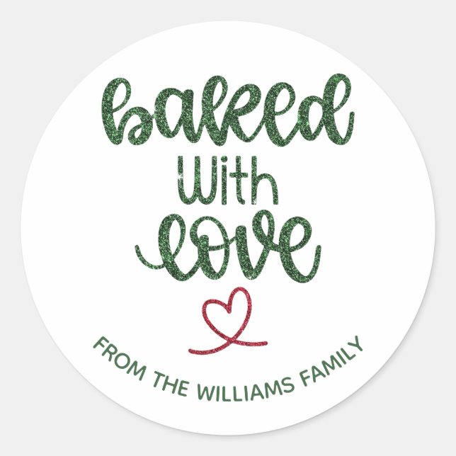Red Green Baked With Love Homemade Label Sticker (Front)