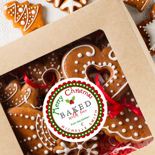 Red Green Baked With Love Merry Christmas Classic Round Sticker