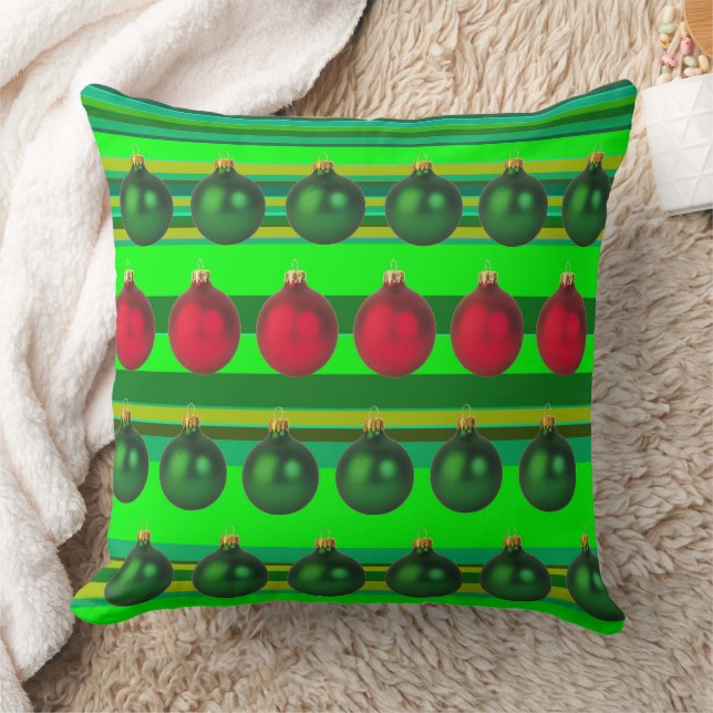 Red Green Balls Christmas Holiday Decoration Cushion (Blanket)