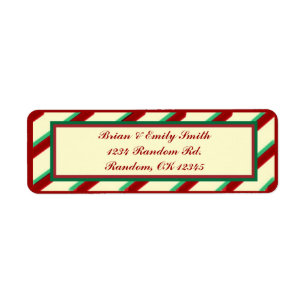 Red green beige Christmas stripes return labels
