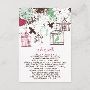 Red Green Birdcages Floral Wishing Well Card