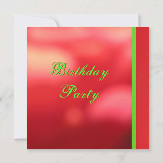 Red Green Birthday Party Invitation (Front)