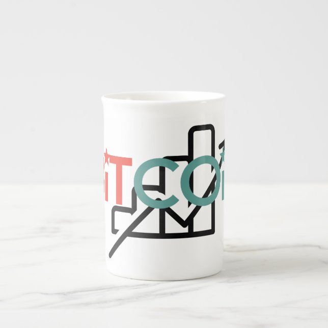 "Red Green Bitcoin Growth Chart Stars Design" Bone China Mug (Front)