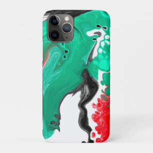 Red, Green, Black and White Marble Fluid Art iPhone 11 Pro Case