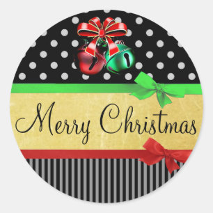 Red Green Black Gold Merry Christmas Bows Stickers