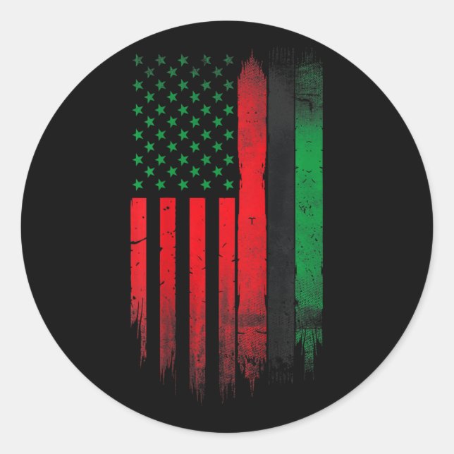 Red Green Black History American African Flag  Classic Round Sticker (Front)