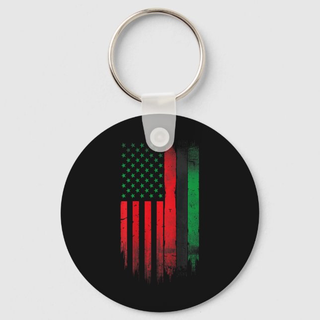 Red Green Black History American African Flag  Key Ring (Front)