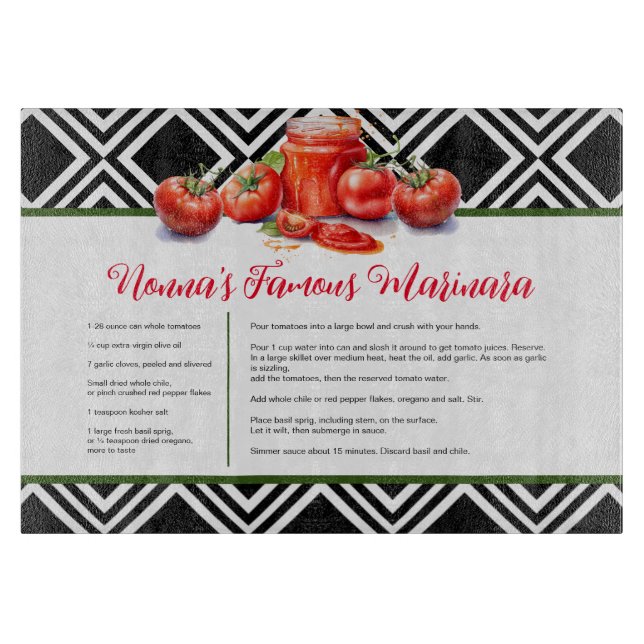 Red Green Black Italian Grandma Custom Recipe  Cutting Board (Front)