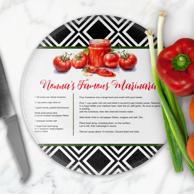 Red Green Black Italian Nonna Custom Recipe  Cutting Board (Creator Uploaded)