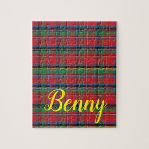 Red Green Black Plaid Jigsaw Puzzle