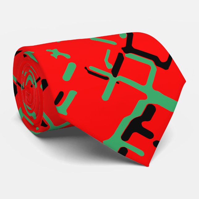 Red Green Black Tie (Rolled)