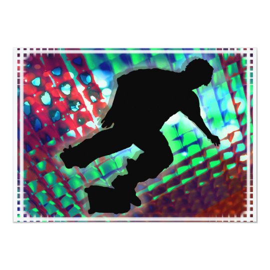 Red Green & Blue Abstract Boxes Skateboard Card