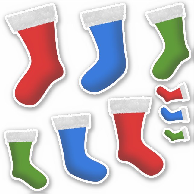 Red, Green, Blue Christmas Stockings (Front)