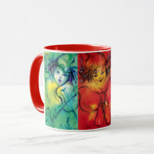 RED GREEN BLUE CIRCUS CLOWNS COLLECTION MUG