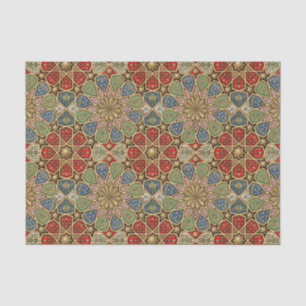 Red Green Blue Faux Gold Arabic Art Pattern Tissue Paper