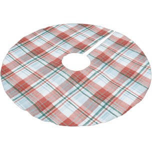 Red Green Blue Plaid Stripes Christmas Brushed Polyester Tree Skirt