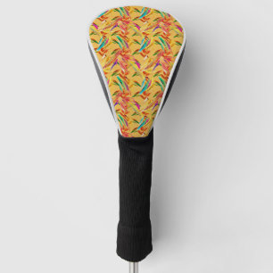 Red Green Blue Purple Abstract Floral Art Deco Golf Head Cover