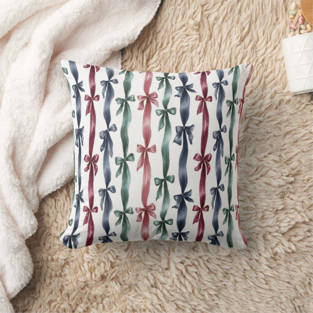 Red Green Blue Ribbons Bow Stripes Cushion (Blanket)
