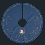 Red Green Blue Santa Traditional Vintage Christmas Brushed Polyester Tree Skirt<br><div class="desc">Traditional vintage Christmas greeting with trendy typography and Santa Claus in a circular frame on a blue background. Personalise it by changing the names of the family members and the last name keeping the same space between the names.</div>