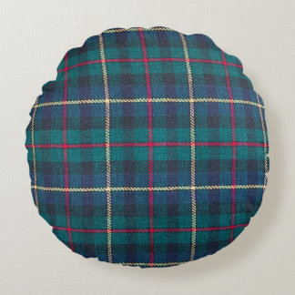 Red, green, blue Scottish tartan pattern. Round Cushion