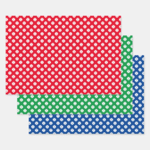 Red Green Blue Tennis ball pattern Birthday Wrapping Paper Sheet