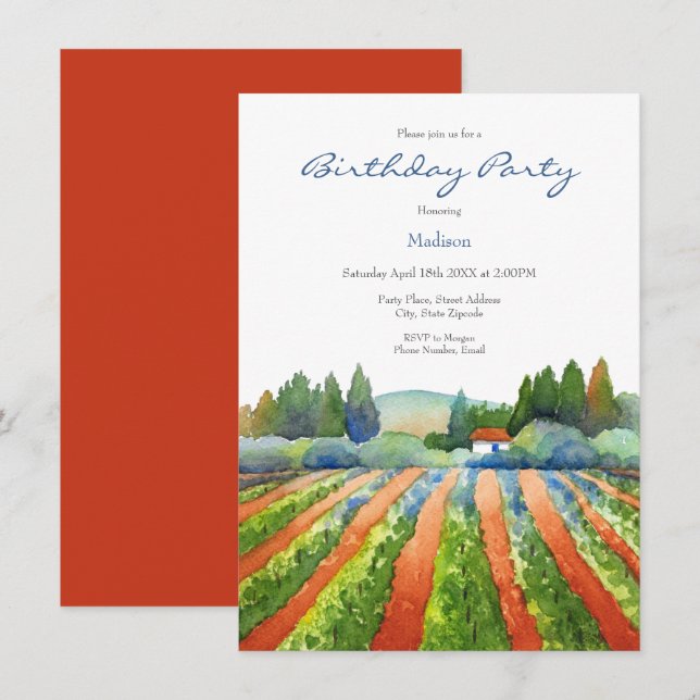 Red Green Blue Vineyard Invitation (Front/Back)