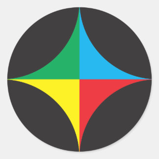 red green blue yellow star classic round sticker
