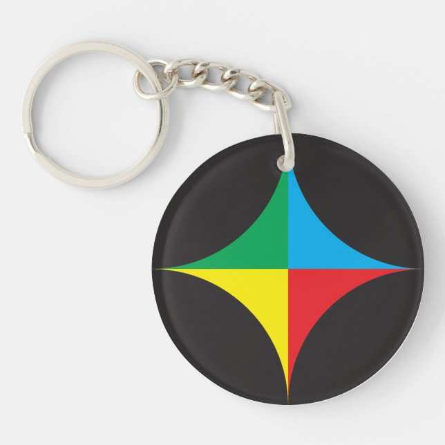red green blue yellow star key ring (Front)