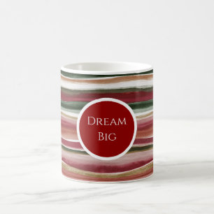 Red Green Blush White Gold Stripes Coffee Mug
