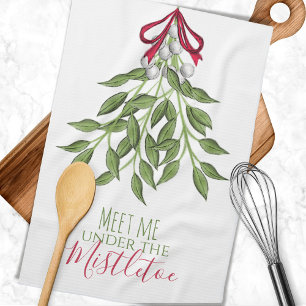Red & Green Botanical Christmas Holiday Décor Tea Towel