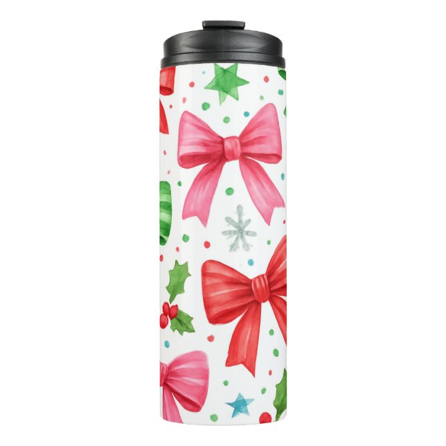 Red & Green Bow Christmas Tumbler – Christmas Gift (Front)