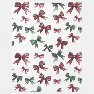 Red Green Bows Christmas Fleece Blanket