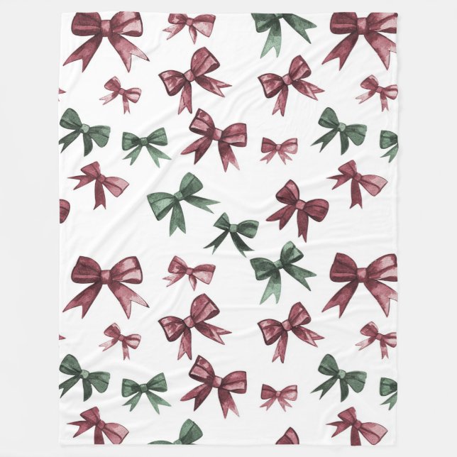 Red Green Bows Christmas Fleece Blanket (Front)