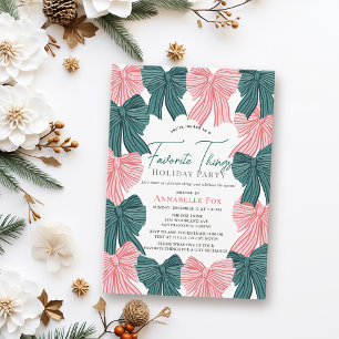 Red & Green Bows  Favorite Things Holiday Party Invitation